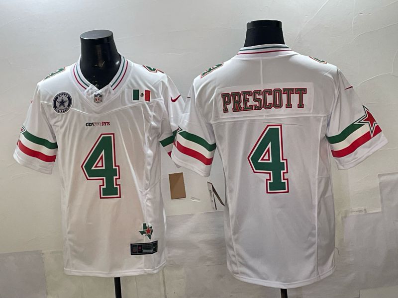 Men 2026 Dallas Cowboys #4 Prescott White 3th generations Nike Limited NFL Jersey style 04